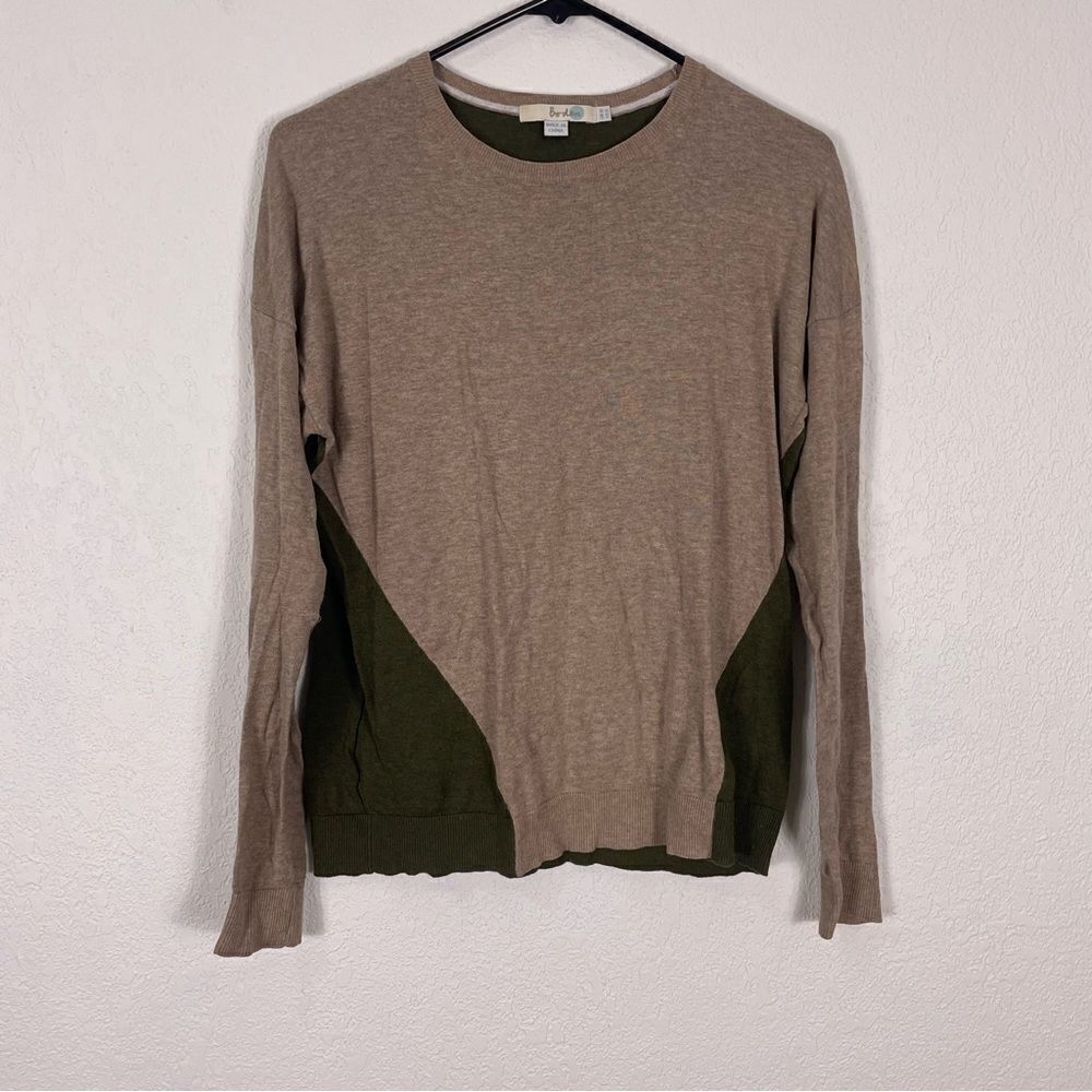 Boden‎ Tan & Green Colorblock Crewneck Pullover Sweater Size US 6